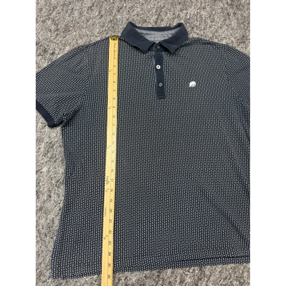 Banana Republic Mens Large Navy Blue Geometric Dot Elephant Logo Polo Shirt L
